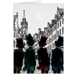 Top Hat Gents Stroll Wood Box Sign Hälsningskort