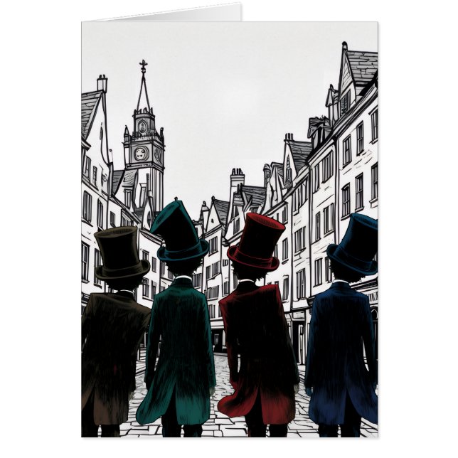 Top Hat Gents Stroll Wood Box Sign Hälsningskort (Framsidan)