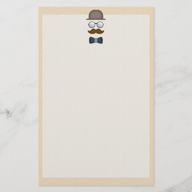 Top hat, kräftdjur, glasögon och blåsor brevpapper (Framsida)