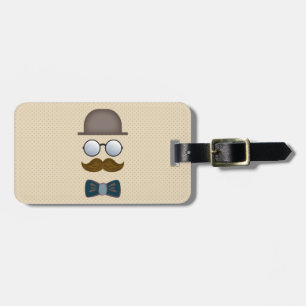 Top hat, Moustache, exponeringsglas och fluga Bagagebricka