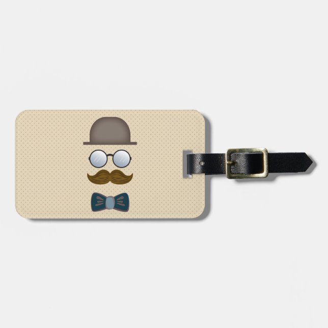 Top hat, Moustache, exponeringsglas och fluga Bagagebricka (Horisontell Framsida)