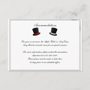 Top hat och Bow Ties Gay Bröllop Infoga Tilläggskort