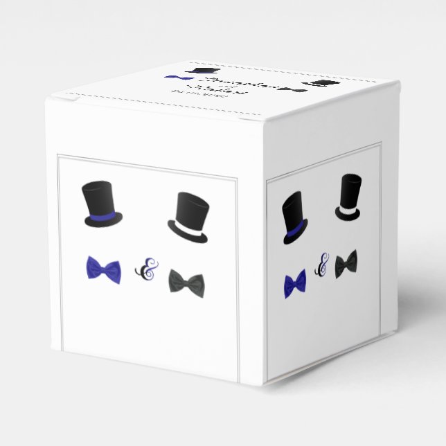 Top hat och Bow Ties Gay Wedor Favor Box Presentaskar (Framsidan Sidan)