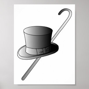 Top hat och Käpp Poster