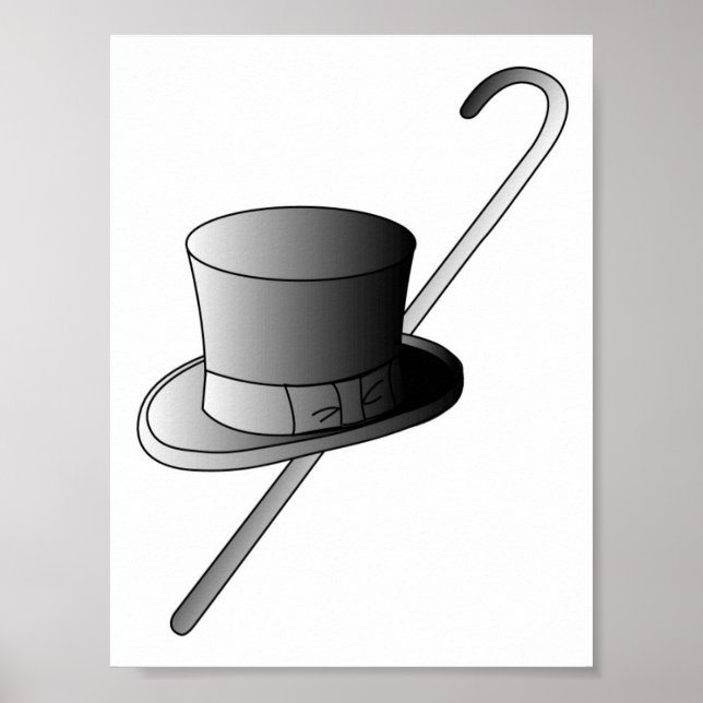Top hat och Käpp Poster (Framsidan)