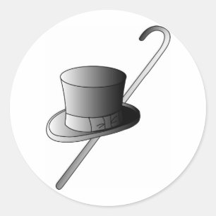 top hat och Käpp Runt Klistermärke