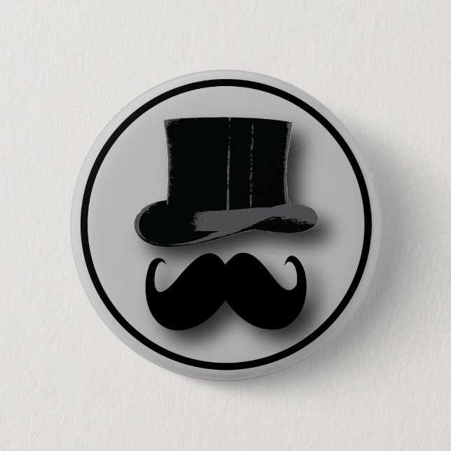 Top hat och mustaschen knäppas knapp (Framsida)