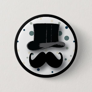 Top hat och mustaschen knäppas med polka dots knapp
