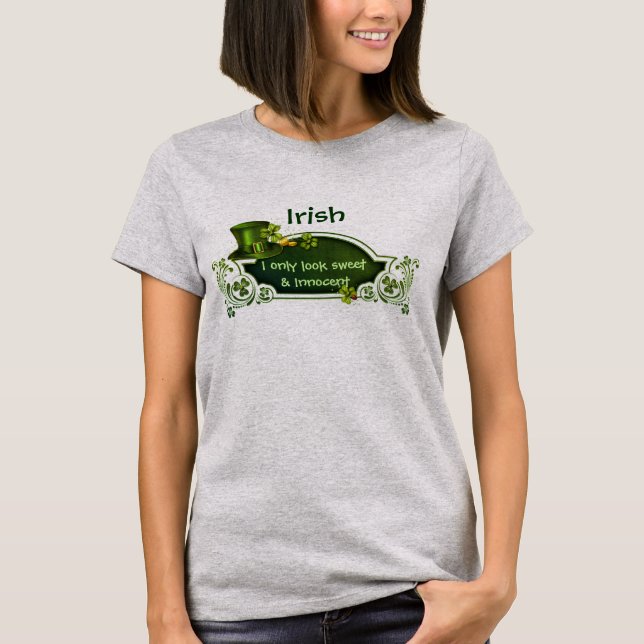 Top hat och Shamrocks - Irländska Oskuld T-shirt (Framsida)