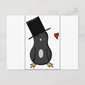 top hat Penguin Vykort