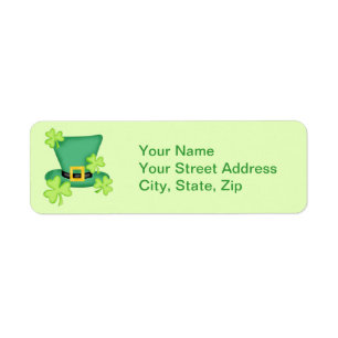Top hat Shamrocks Lime Green Sticker Returadress Etikett