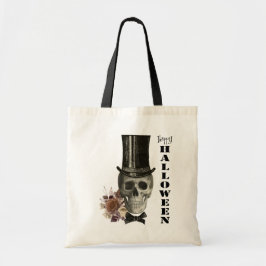 Top hat Skull Halloween Bus eller godis Tygkasse