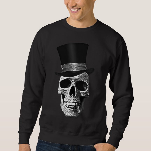 Top hat skull långärmad tröja (Framsida)