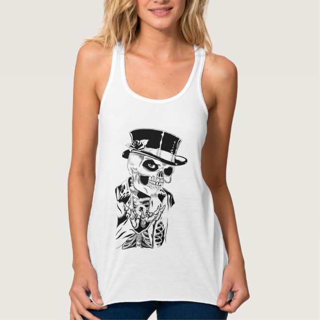 Top hat Skull Linne Med Racerback (Framsida)