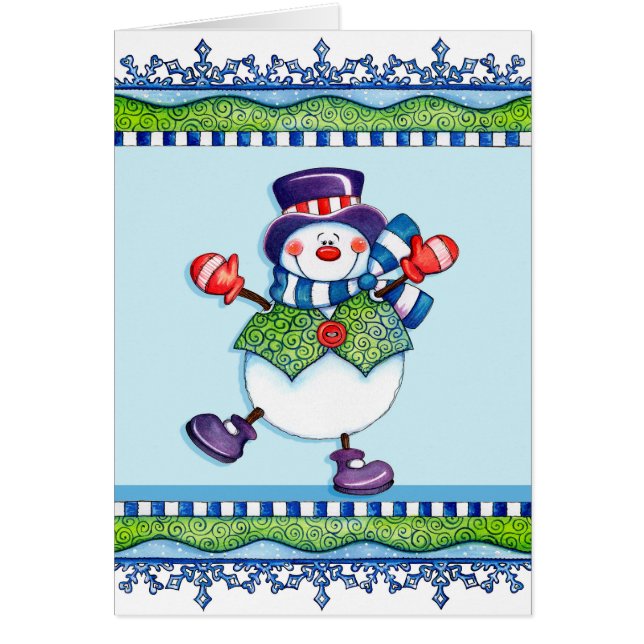 Top hat Snögubbe Hälsningskort (Framsidan)
