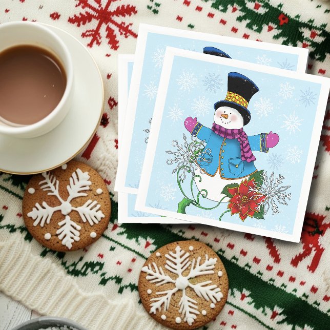 Top hat Snögubbe Pappersservett (Skapare uppladdad)