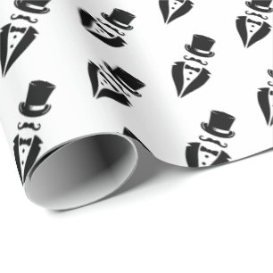 Top hat Tuxedo Mustache Bröllop Presentpapper