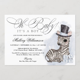 Top hat Zebra Boy Baby Shower Inbjudningar