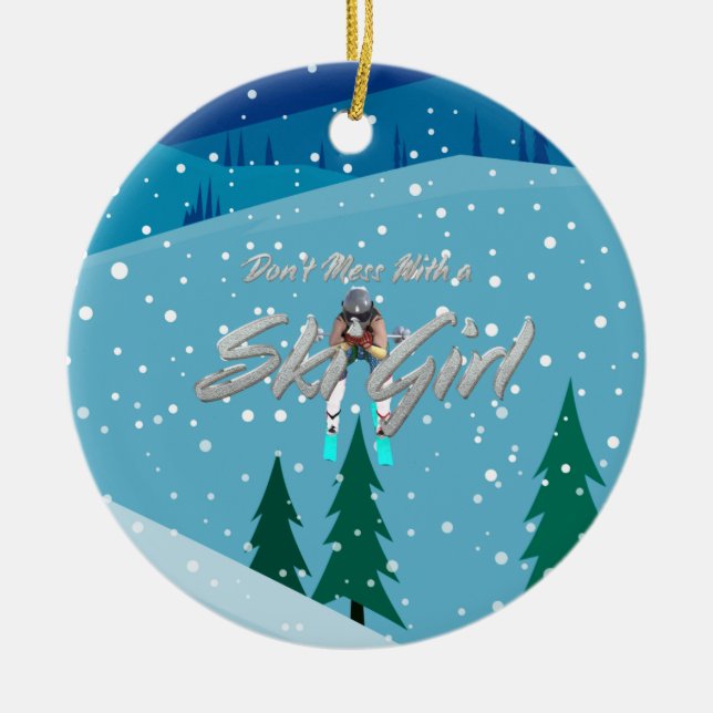 TOP  inte med Ski Girl Julgransprydnad Keramik (Framsidan)