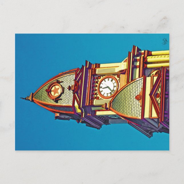 Top of Caldwell County Domstol, Lockhart, TX. Vykort (Framsida)