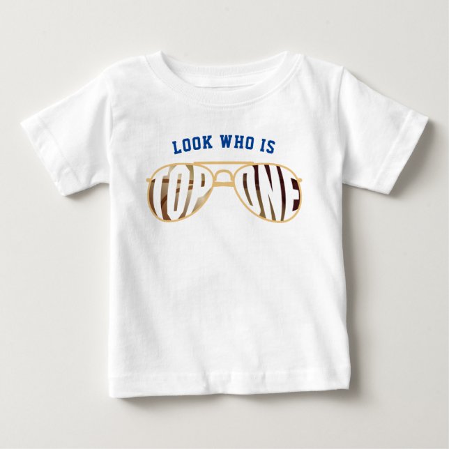 Top One Aviator Glasses First Birthday Shirt T Shirt (Framsida)