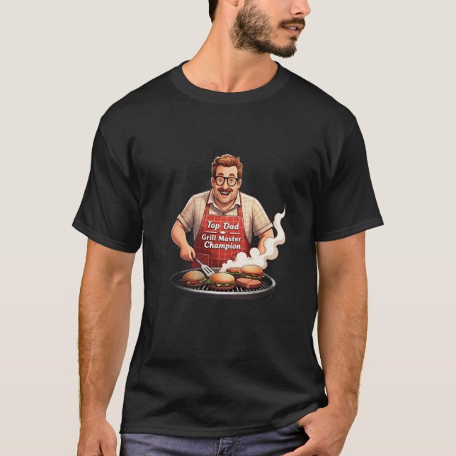 "Top Pappa Grill Master Champion" Barbecue Pappor T Shirt (Framsida)