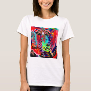 Top play,Mujer Shaman,Shaman-kvinna,rött,mystiskt T-shirt