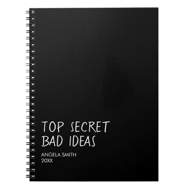 Top Secret Bad Ideas Notebook – Funny Dark Humor  Anteckningsbok (Framsidan)