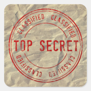 Top Secret Classified på Wrinkled Kraft Papper Fyrkantigt Klistermärke