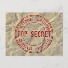 Top Secret Classified på Wrinkled Kraft Papper Vykort