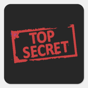 Top Secret Frimärke Fyrkantigt Klistermärke