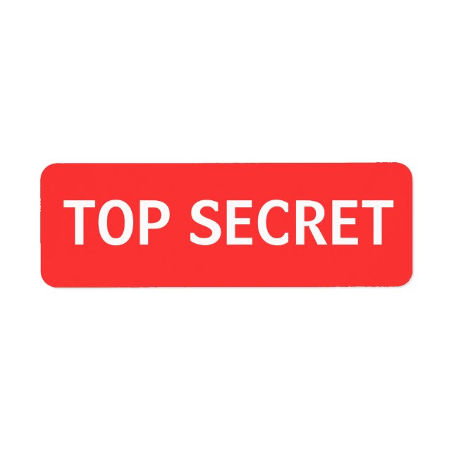 TOP SECRET RETURADRESS ETIKETT (Framsidan)