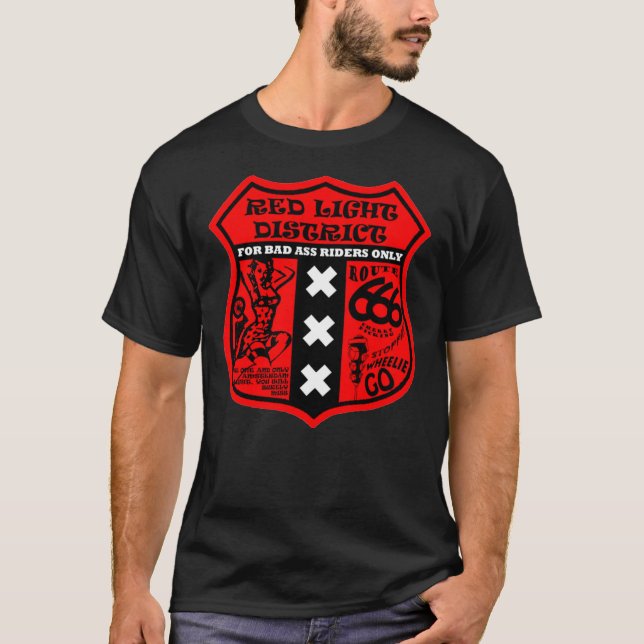 Top Seller Red Light District Amsterdam T Shirt (Framsida)