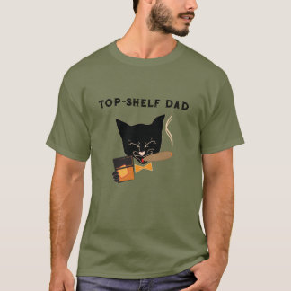 Top Shelf Pappa med sofistikerad katt T Shirt