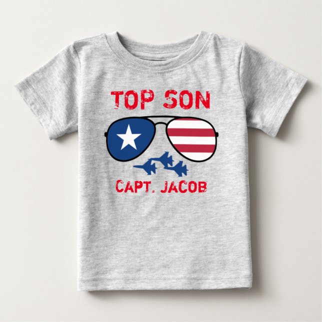 Top Son US Luft Force Fighter Jet T Shirt (Framsida)