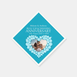 Topaz 4-årsårsdag för hjärtfoto på namn napkins pappersservett