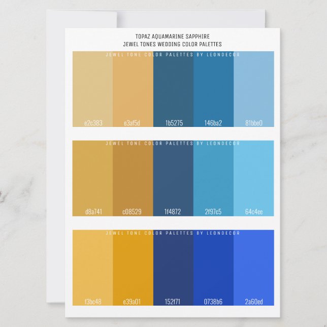 Topaz Aquamarine Sapphire Jewel Tone Bröllop Färg (Framsida)