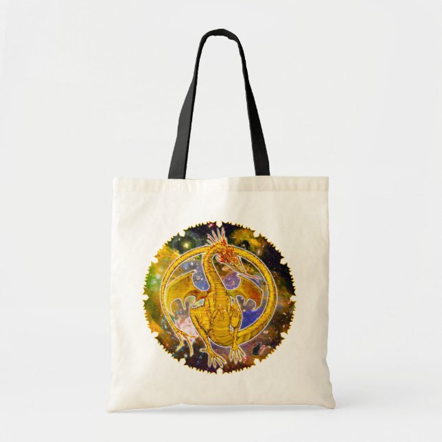 Topaz Cosmic Dragon Tote Bag Tygkasse (Framsidan)