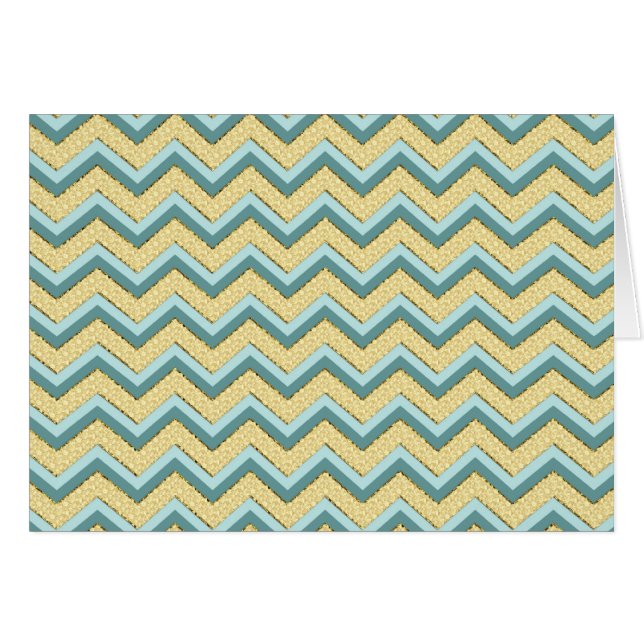 Topaz Glitter Chevron Mönster Hälsningskort (Framsidan Horizontal)
