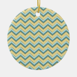 Topaz Glitter Chevron Mönster Julgransprydnad Keramik