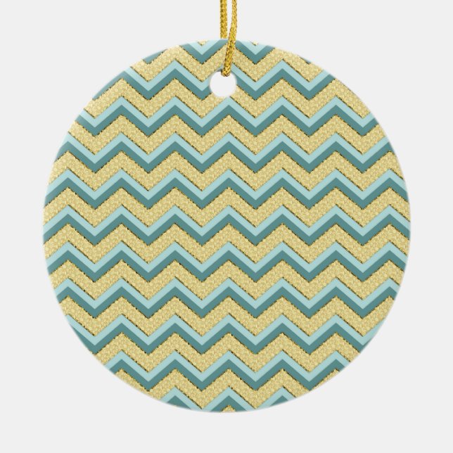 Topaz Glitter Chevron Mönster Julgransprydnad Keramik (Framsidan)