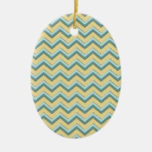 Topaz Glitter Chevron Mönster Julgransprydnad Keramik