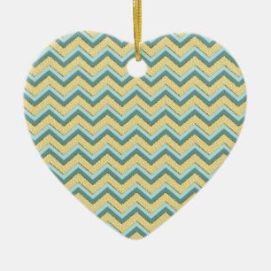 Topaz Glitter Chevron Mönster Julgransprydnad Keramik