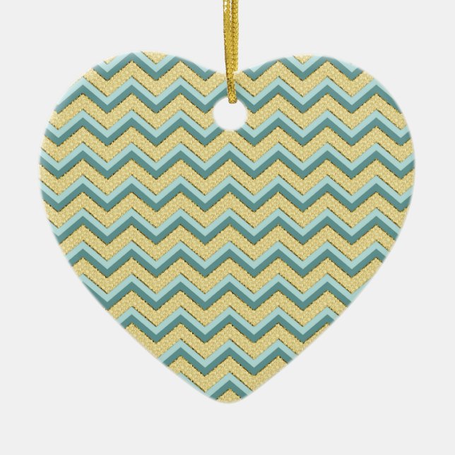 Topaz Glitter Chevron Mönster Julgransprydnad Keramik (Framsidan)