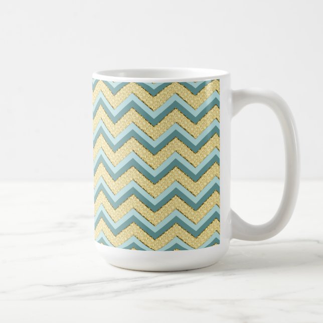 Topaz Glitter Chevron Mönster Kaffemugg (Höger)