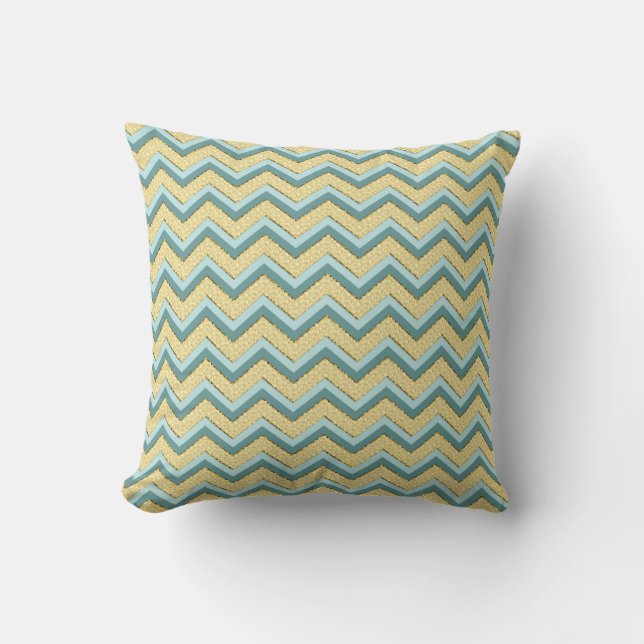 Topaz Glitter Chevron Mönster Kudde (Framsida)