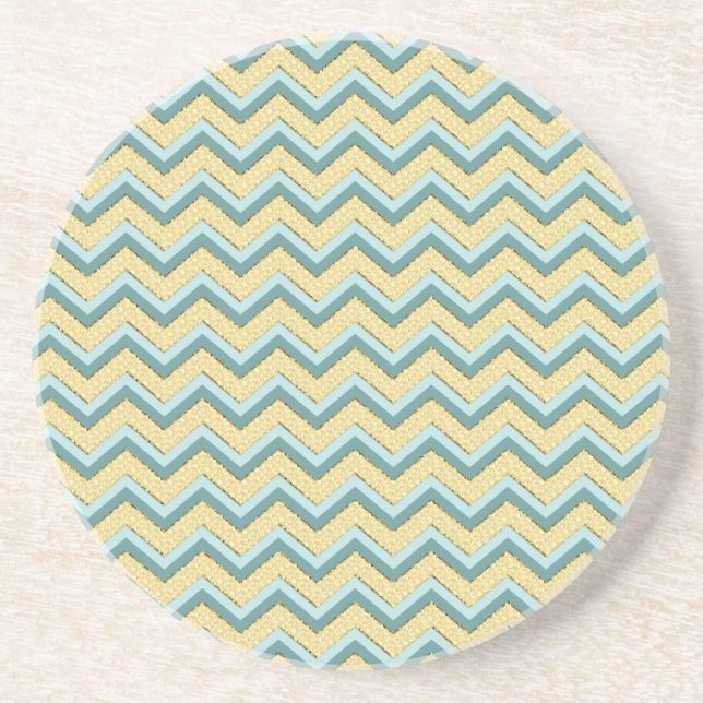 Topaz Glitter Chevron Mönster Underlägg Sandsten (Framsidan)