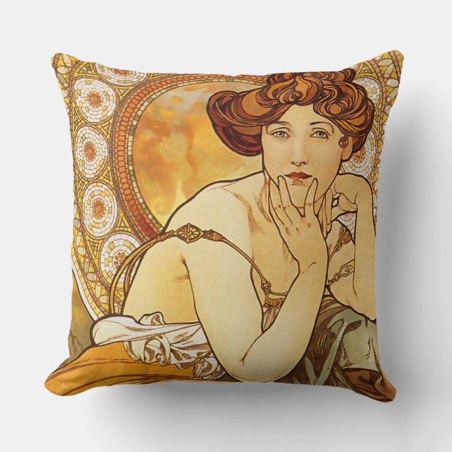 TopazGems serie, Alphonse Mucha art nouveau Kudde (Framsida)