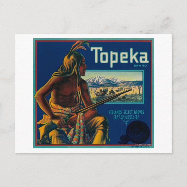 Topeka Brand Citrus Låda etikett Vykort (Framsida)