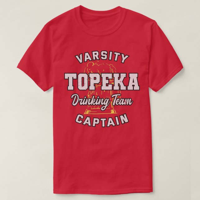 Topeka Drinking Team kapten Kansas Beer Älskare KS T Shirt (Design framsida)